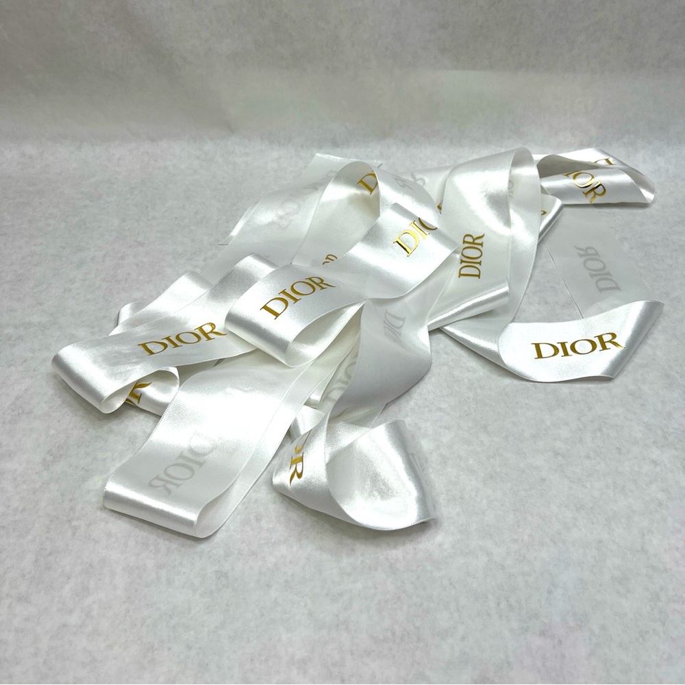 DIOR Large White Ribbon with Gold Lettering - 154” x 2”